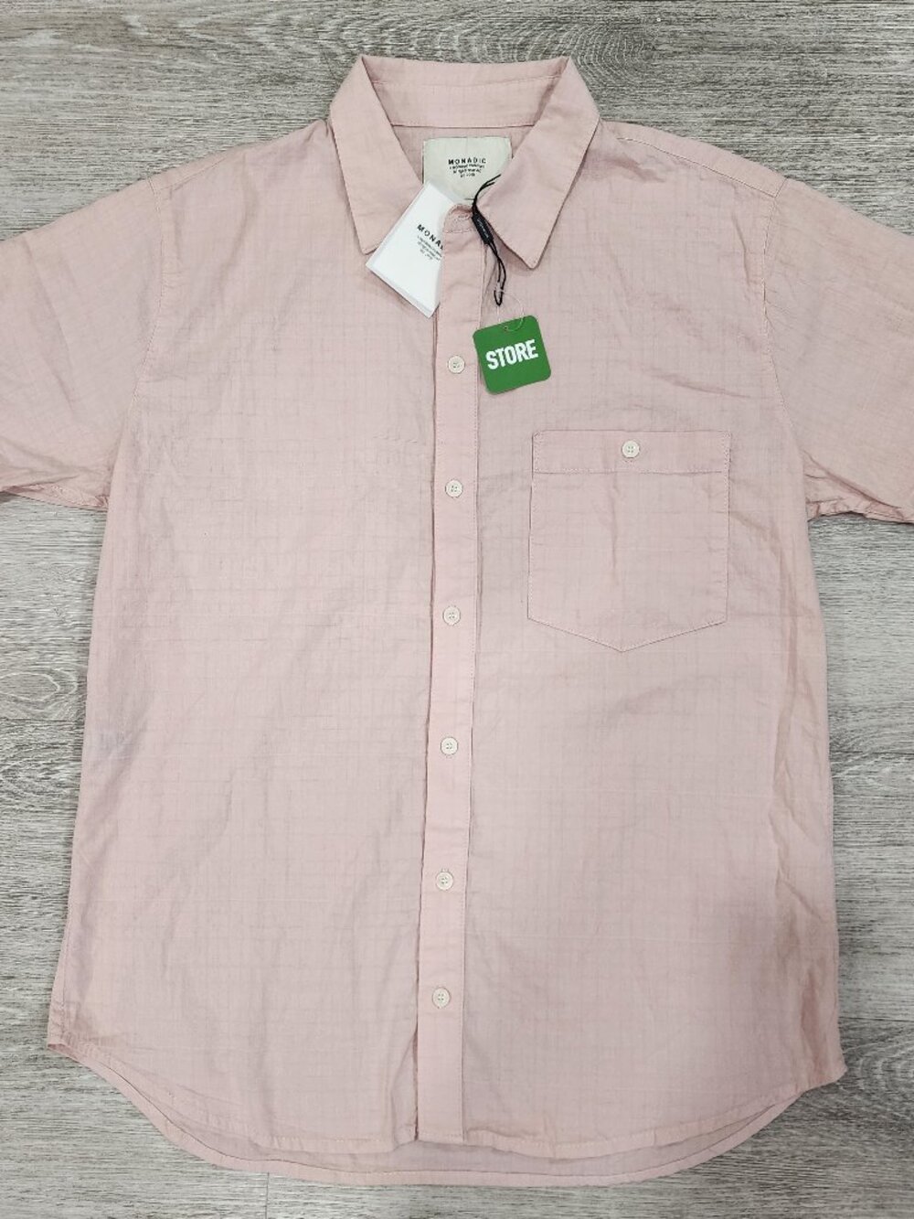 NWT Monadic Short Sleeve Cotton Shirt Japanese Fabric Men's L  (MSRP $180)